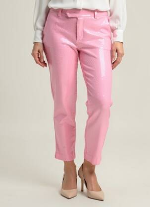 Pantalon 7/8 fermeture zippée sous rabat avec crochet taille normale rose MSGM femme