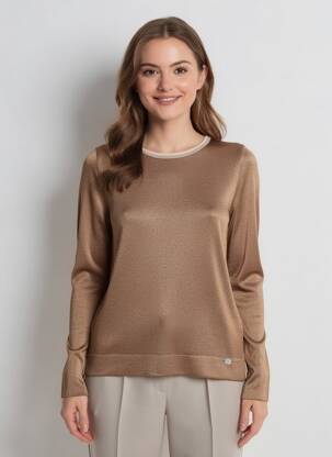 Pull coupe droite manches longues marron CINZIA CALDI femme