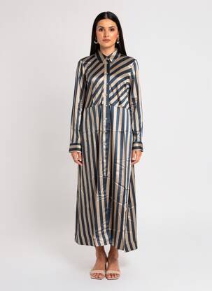 Robe longue manches longues manches longues bleu NUMPH femme