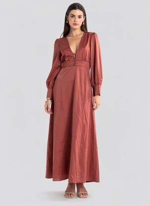 Robe longue manches longues manches longues rouge LA PETITE ETOILE femme