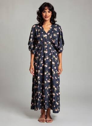 Robe longue manches courtes manches courtes bleu NUMPH femme