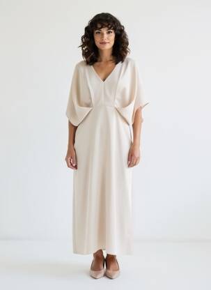 Robe longue manches courtes manches courtes beige NUMPH femme