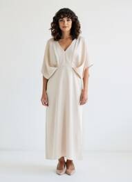 Robe longue manches courtes manches courtes beige NUMPH femme
