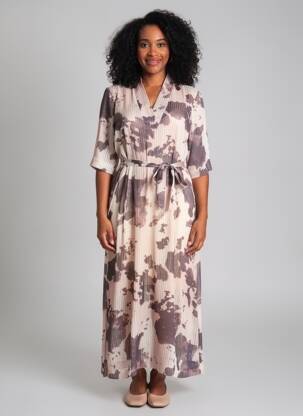 Robe longue tissage popeline manches courtes beige NUMPH femme