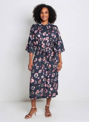 Robe mi-longue manches 3/4 manches 3/4 bleu NUMPH femme