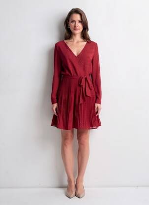 Robe courte manches longues manches longues rouge LA PETITE ETOILE femme
