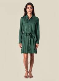 Robe mi-longue manches longues manches longues vert LA PETITE ETOILE femme