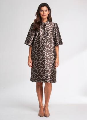 Robe mi-longue manches courtes manches courtes marron NUMPH femme