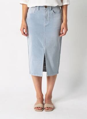 Jupe mi-longue stretch bleu LA PETITE ETOILE femme
