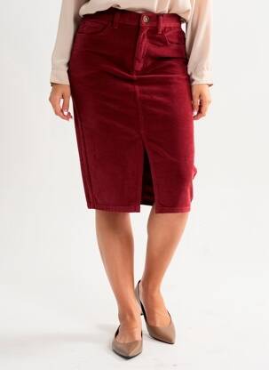 Jupe mi-longue stretch rouge LA PETITE ETOILE femme