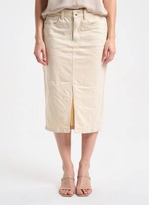 Jupe mi-longue stretch beige LA PETITE ETOILE femme