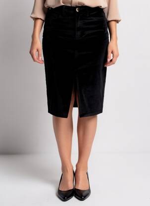 Jupe mi-longue stretch noir LA PETITE ETOILE femme