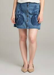 Jupe courte coupe droite bleu LA PETITE ETOILE femme