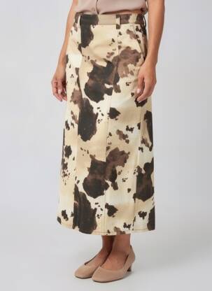 Jupe longue fermeture zippée au dos beige NUMPH femme