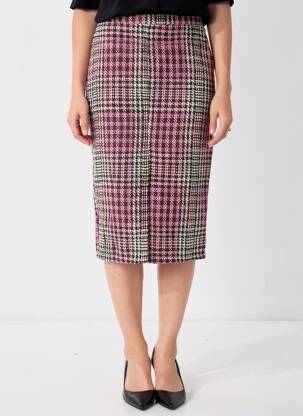 Jupe mi-longue fermeture zip latéral violet LA PETITE ETOILE femme