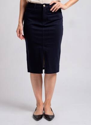 Jupe mi-longue stretch bleu LA PETITE ETOILE femme