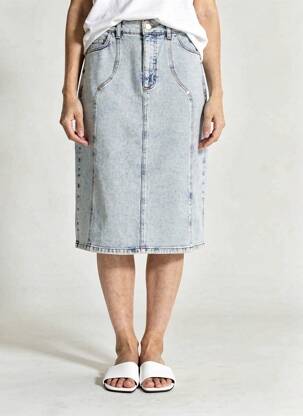 Jupe mi-longue stretch bleu NUMPH femme