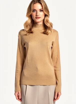 Pull coupe cintrée manches longues marron ARTLOVE femme