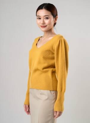 Pull col v manches longues jaune MOLLY BRACKEN femme