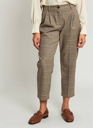 Pantalon 7/8 taille haute taille haute marron MOLLY BRACKEN femme