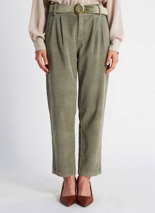 Pantalon droit coupe carotte taille haute vert MOLLY BRACKEN femme