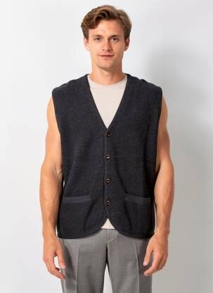 Gilet sans manche tissage chiné gris FYNCH-HATTON homme