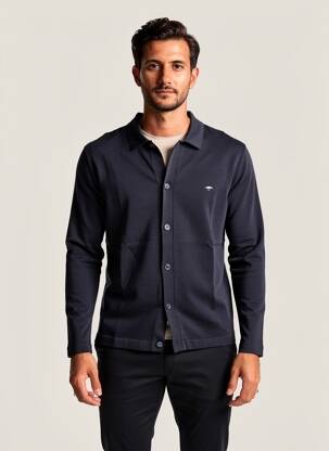 Gilet manches longues maille souple et aérée bleu FYNCH-HATTON homme