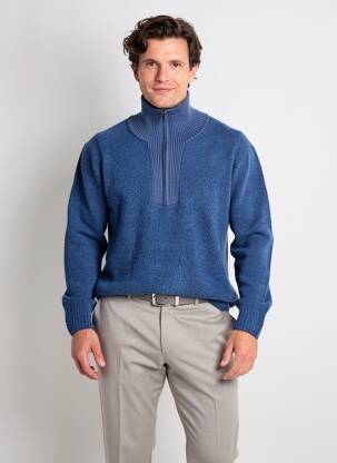 Pull stretch manches longues bleu PIERRE CARDIN homme