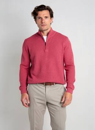 Pull maille souple et aérée manches longues rose FYNCH-HATTON homme