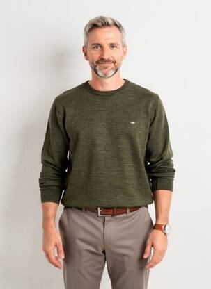 Pull maille souple et aérée manches longues vert FYNCH-HATTON homme