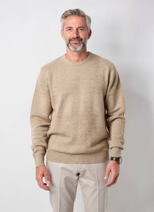 Pull tissage chiné manches longues beige FYNCH-HATTON homme