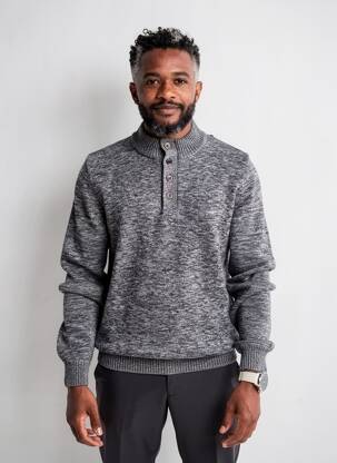 Pull maille souple et aérée manches longues gris FYNCH-HATTON homme
