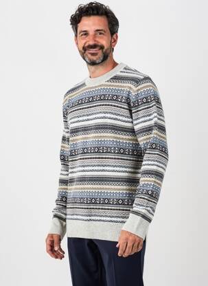 Pull tissage jacquard manches longues gris PIERRE CARDIN homme