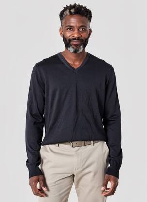 Pull col v manches longues gris MONTE CARLO homme