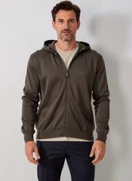 Gilet manches longues tissage chiné marron MONTE CARLO homme