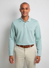 Polo tissage chiné manches longues vert PIERRE CARDIN homme