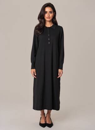 Robe pull stretch manches longues noir KAFFE femme