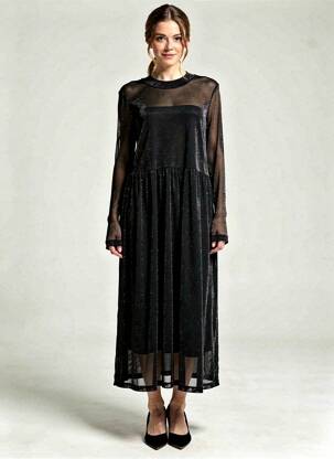 Robe longue manches longues manches longues noir KAFFE femme