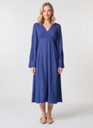 Robe courte manches longues manches longues bleu AN' GE femme