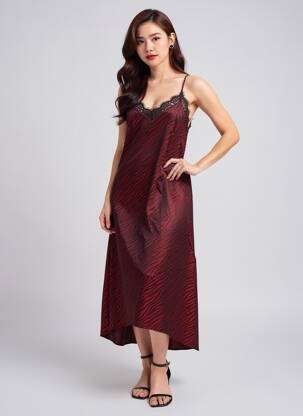 Robe mi-longue col v fines bretelles orange FREEMAN T.PORTER femme
