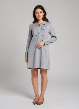 Robe pull tissage chiné manches longues gris LES TROPEZIENNES PAR M.BELARBI femme
