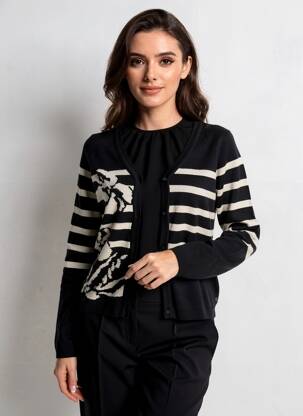 Gilet manches longues resserrée sur le bas noir CREAM femme