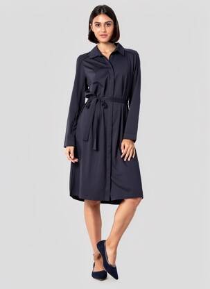 Robe mi-longue manches longues manches longues bleu BASE LEVEL femme