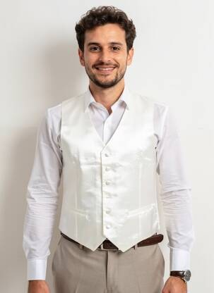 Gilet sans manche effet matière satinée blanc GREGE CREATION homme
