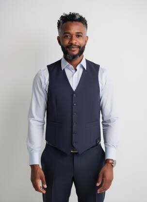 Gilet sans manche effet matière satinée bleu SCABAL homme