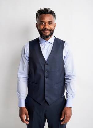 Gilet sans manche effet matière satinée bleu SCABAL homme