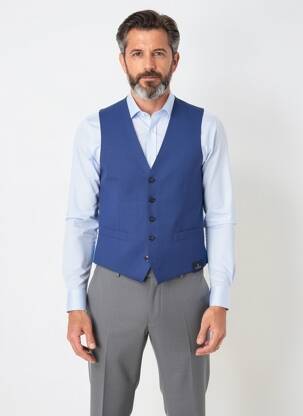 Gilet sans manche effet matière satinée bleu SCABAL homme