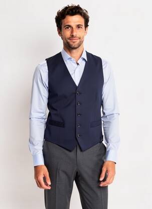 Gilet sans manche effet matière satinée bleu SCABAL homme