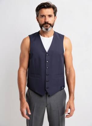 Gilet sans manche effet matière satinée bleu SCABAL homme