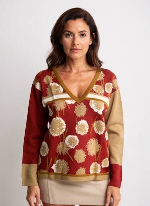 Pull coupe droite manches longues orange AGATHE & LOUISE femme